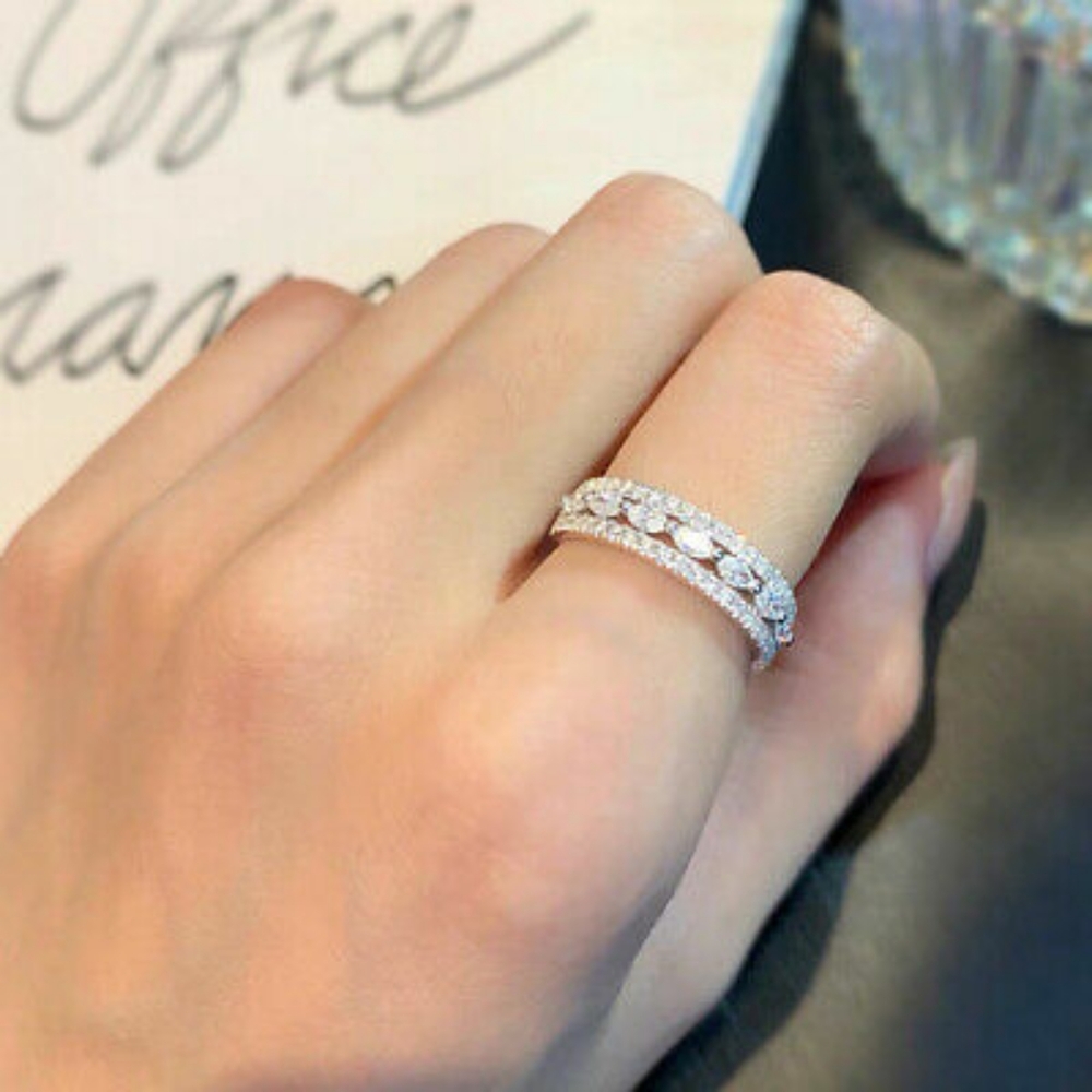 Silver Cubic Zirconia Liberty Ring - Picture 2 of 11